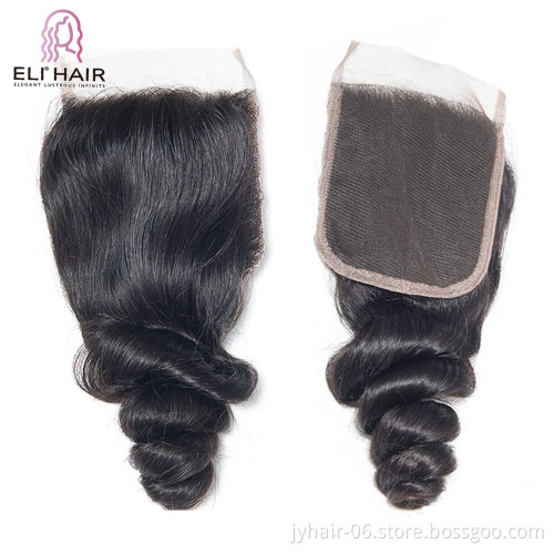 Wholesale Cheap Top Transparent U Part Bohemian Jet Black Kinky Fumi Deep Curly Wave Human Hair Lace Closure